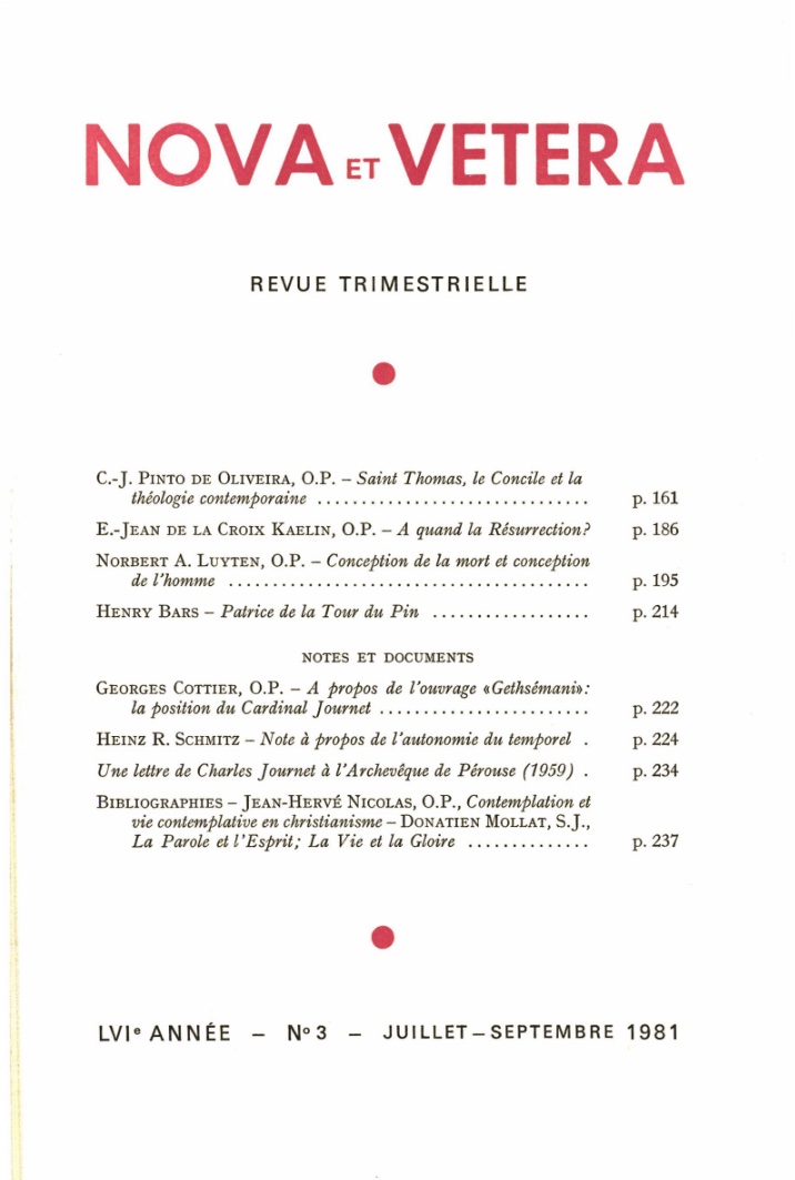 Nova et Vetera | Revue 03/1981
