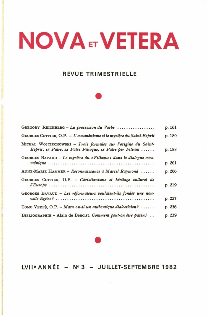 Nova et Vetera | Revue 03/1982