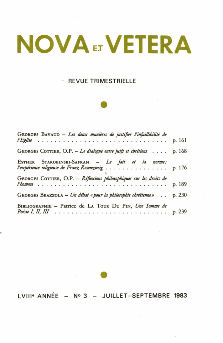 Nova et Vetera | Revue 03/1983
