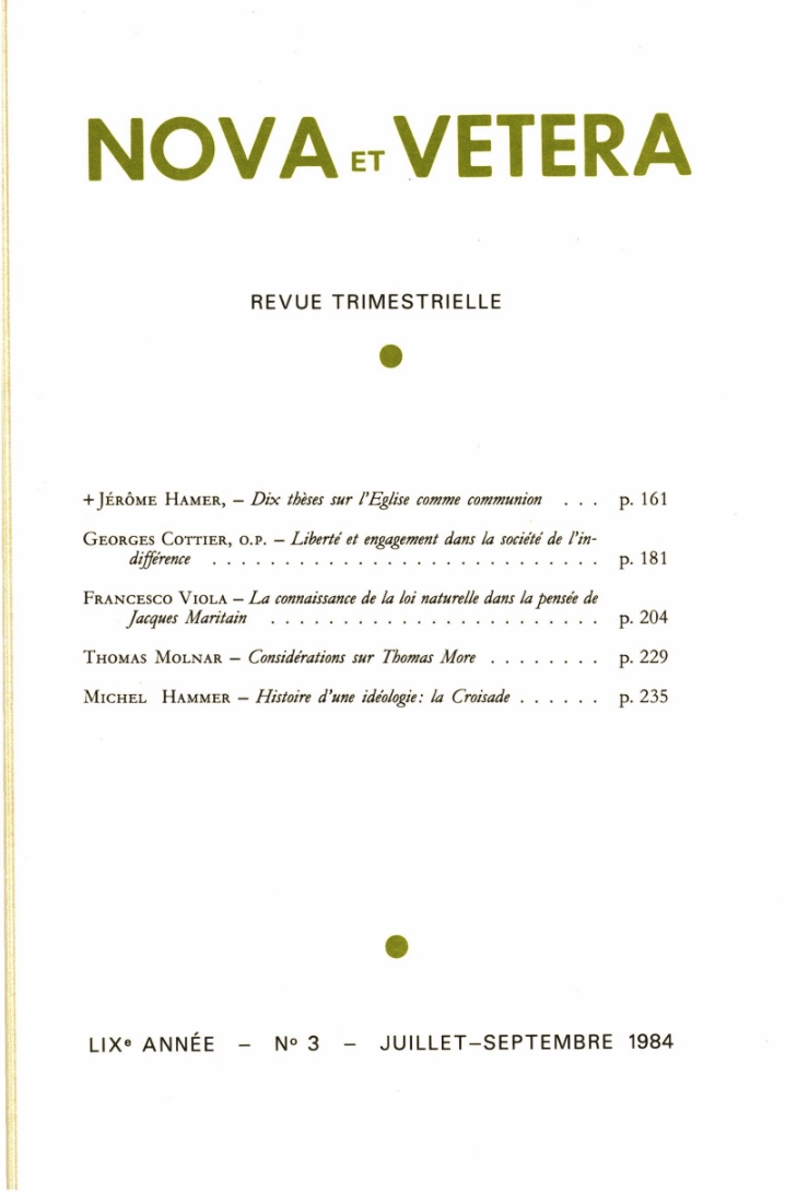 Nova et Vetera | Revue 03/1984