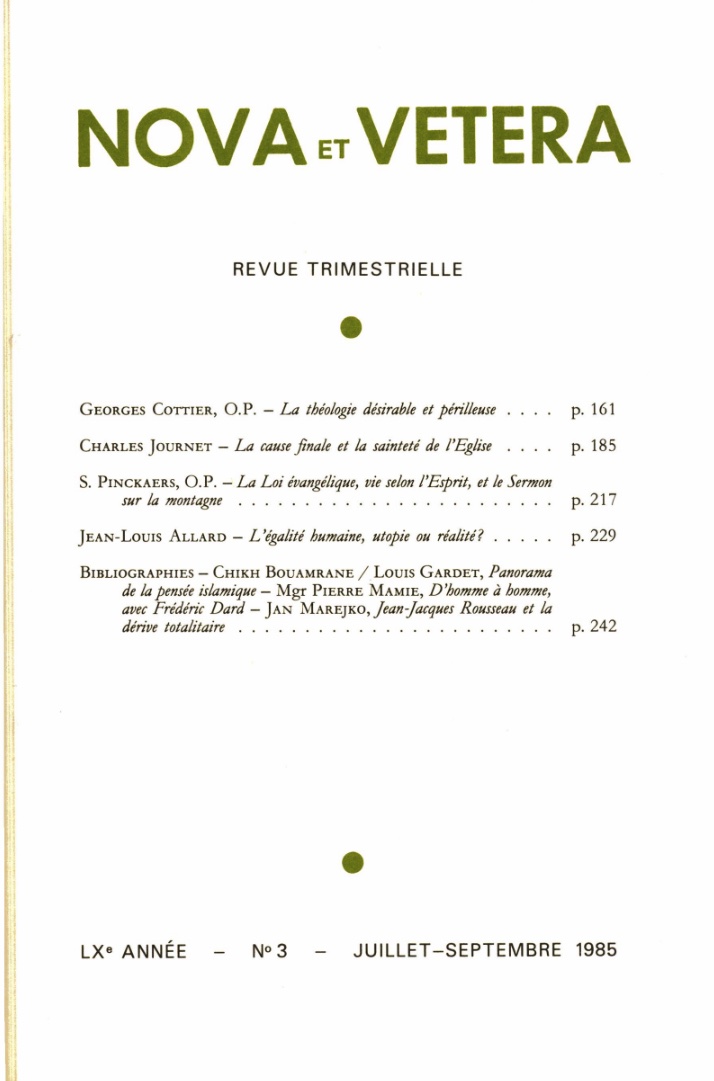 Nova et Vetera | Revue 03/1985
