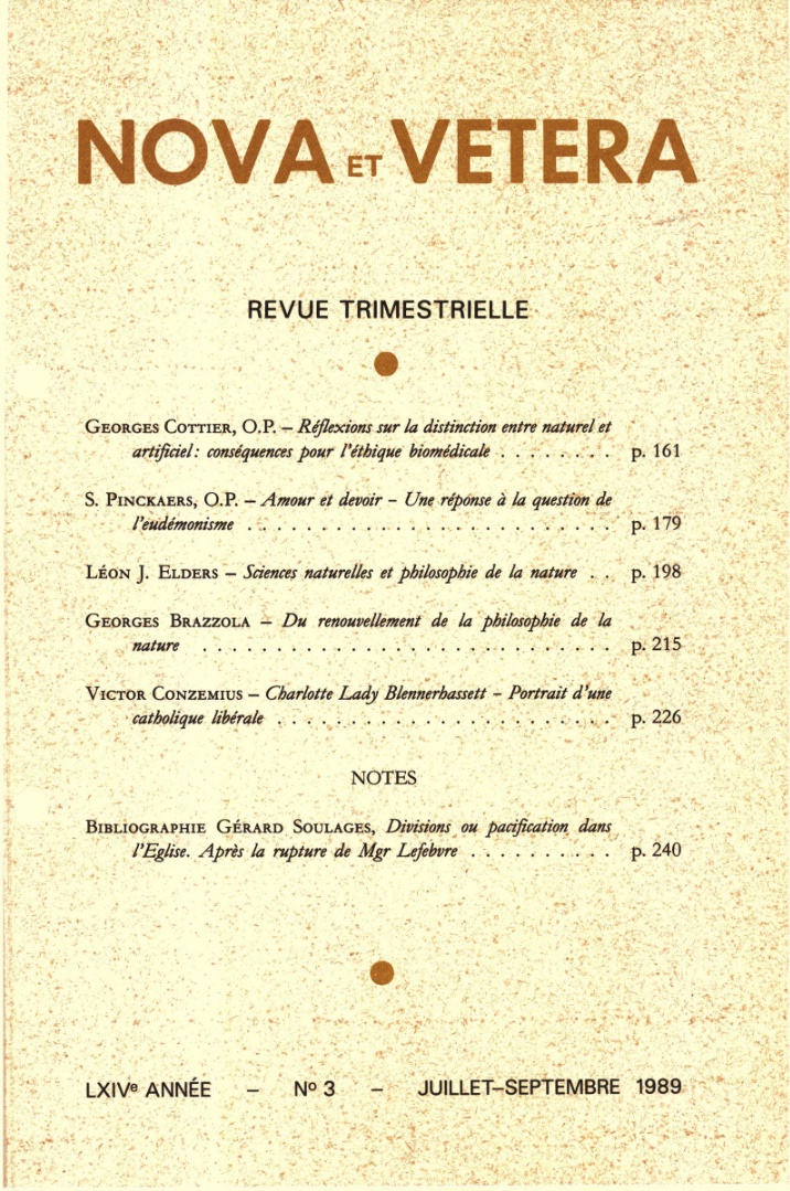 Nova et Vetera | Revue 03/1989