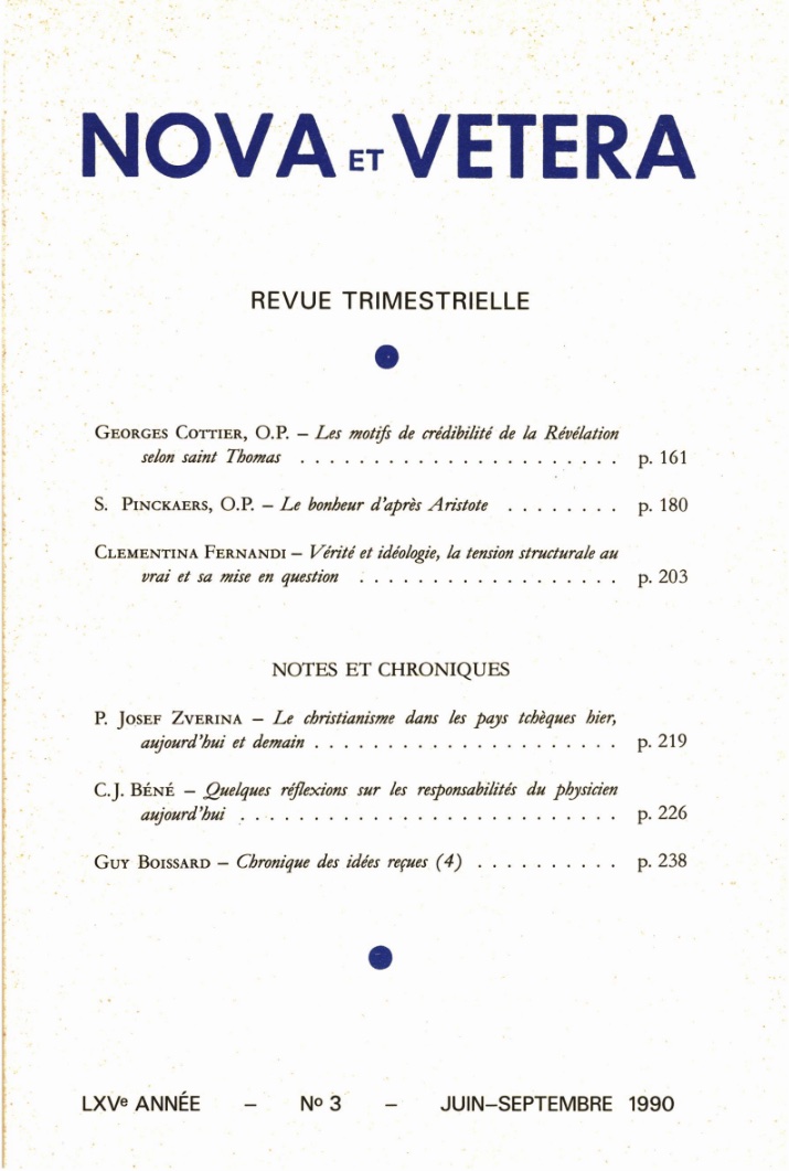 Nova et Vetera | Revue 03/1990
