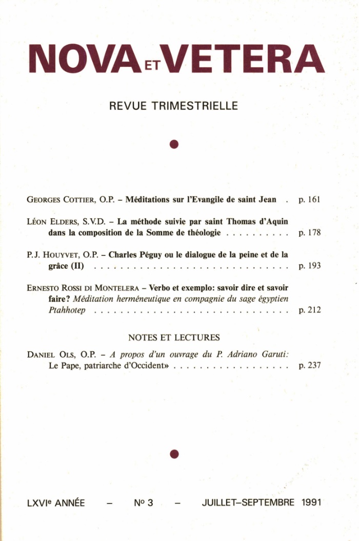 Nova et Vetera | Revue 03/1991