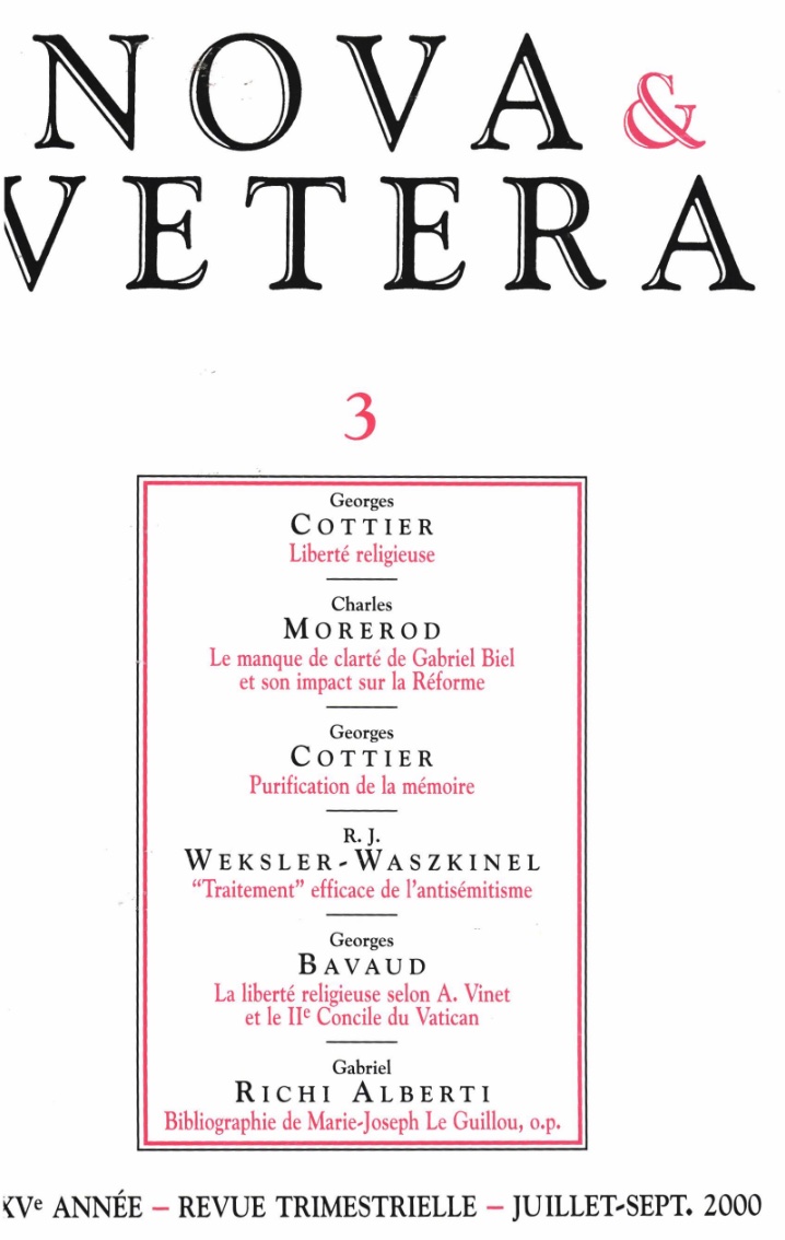 Nova et Vetera | Revue 03/2000