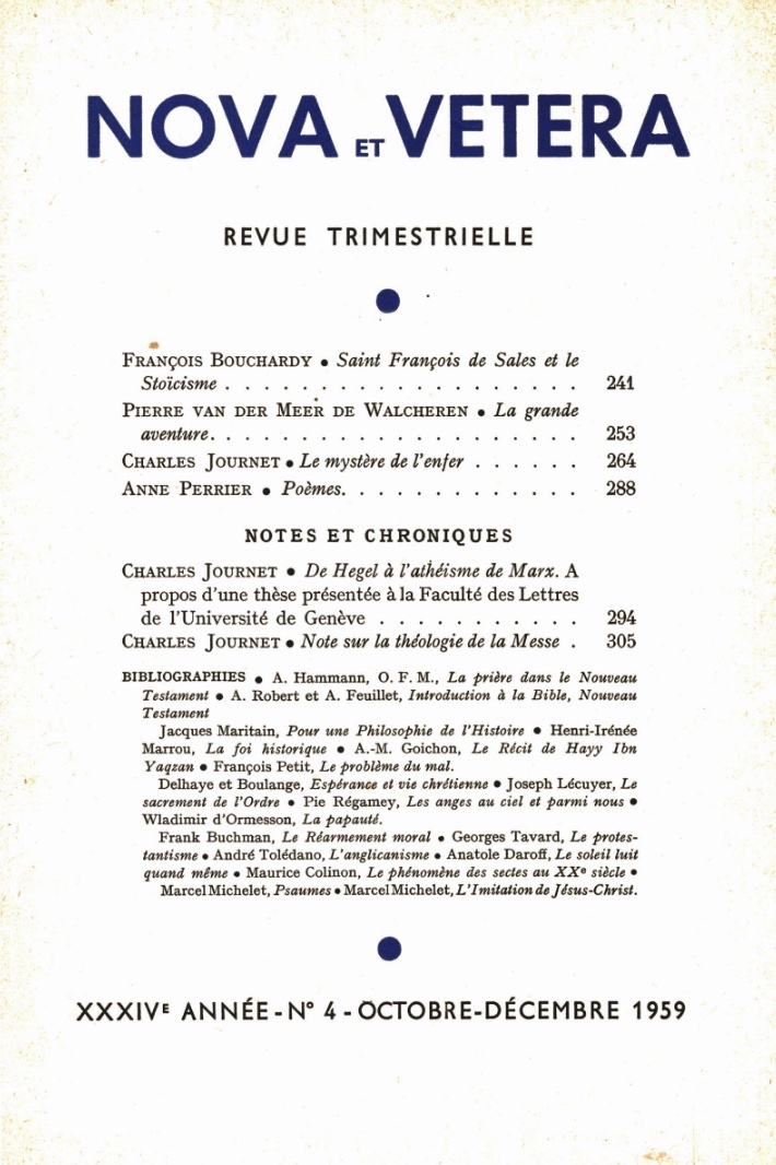 Nova et Vetera | Revue 04/1959