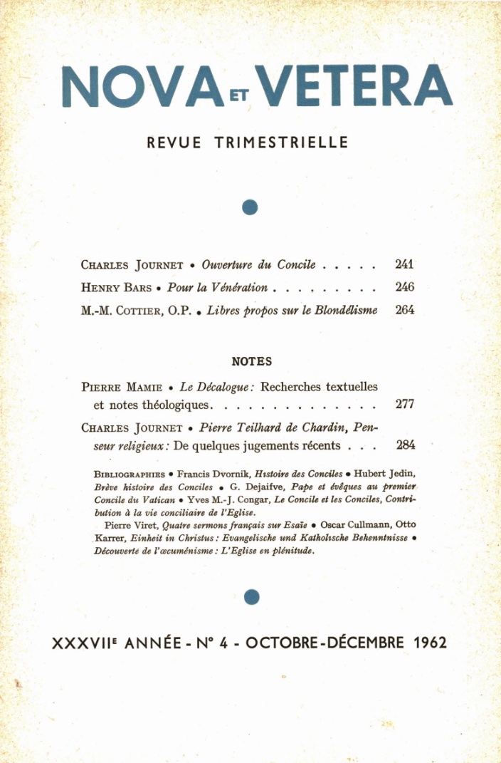 Nova et Vetera | Revue 04/1962
