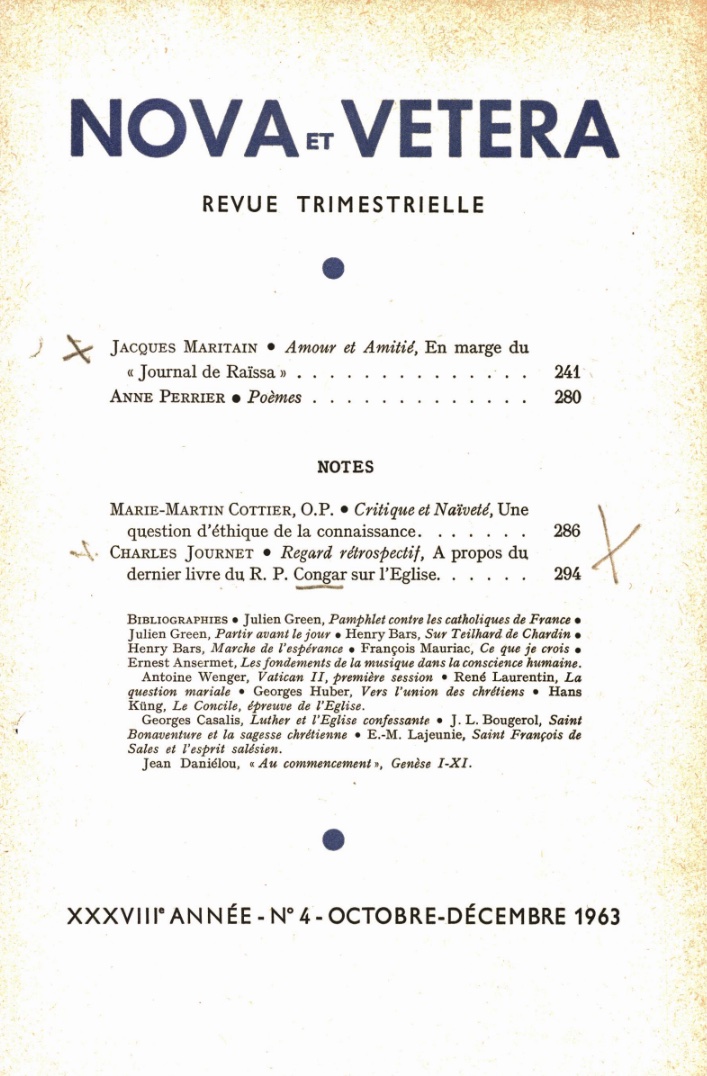 Nova et Vetera | Revue 04/1963