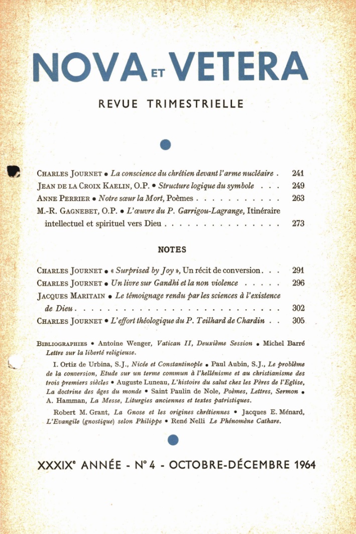Nova et Vetera | Revue 04/1964