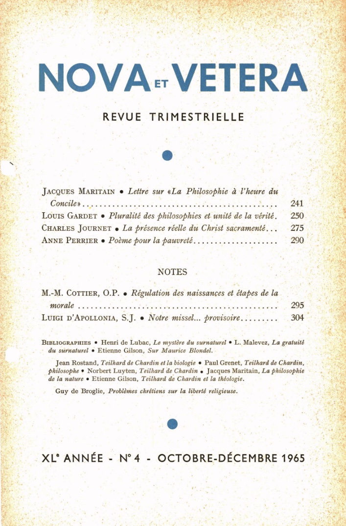 Nova et Vetera | Revue 04/1965