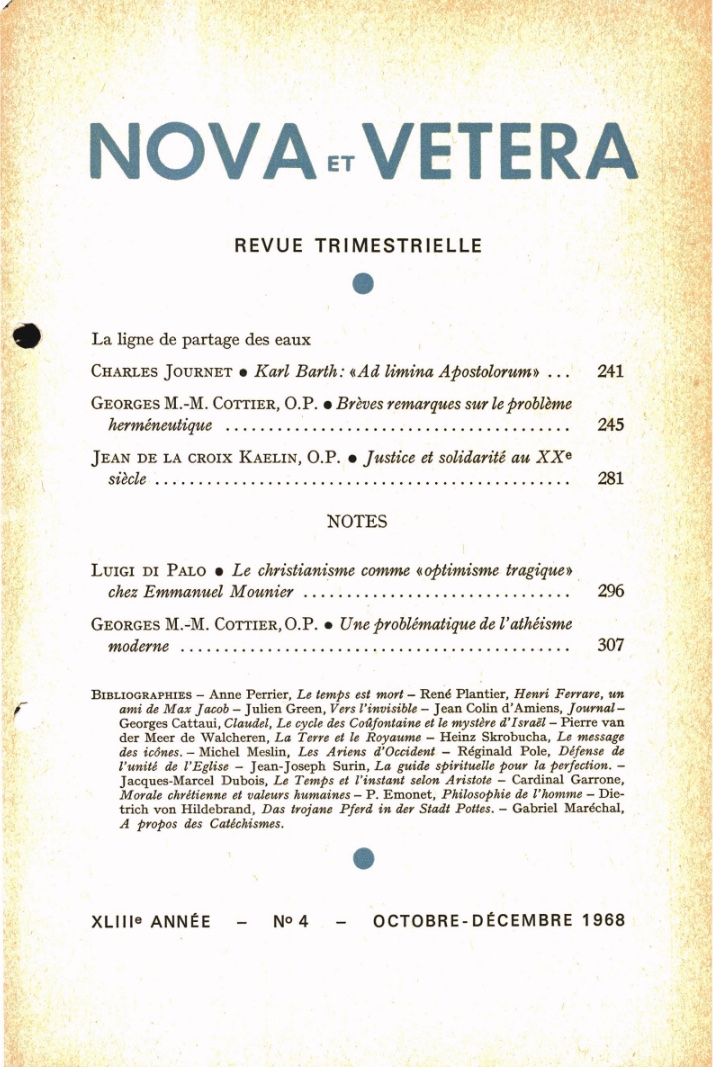 Nova et Vetera | Revue 04/1968