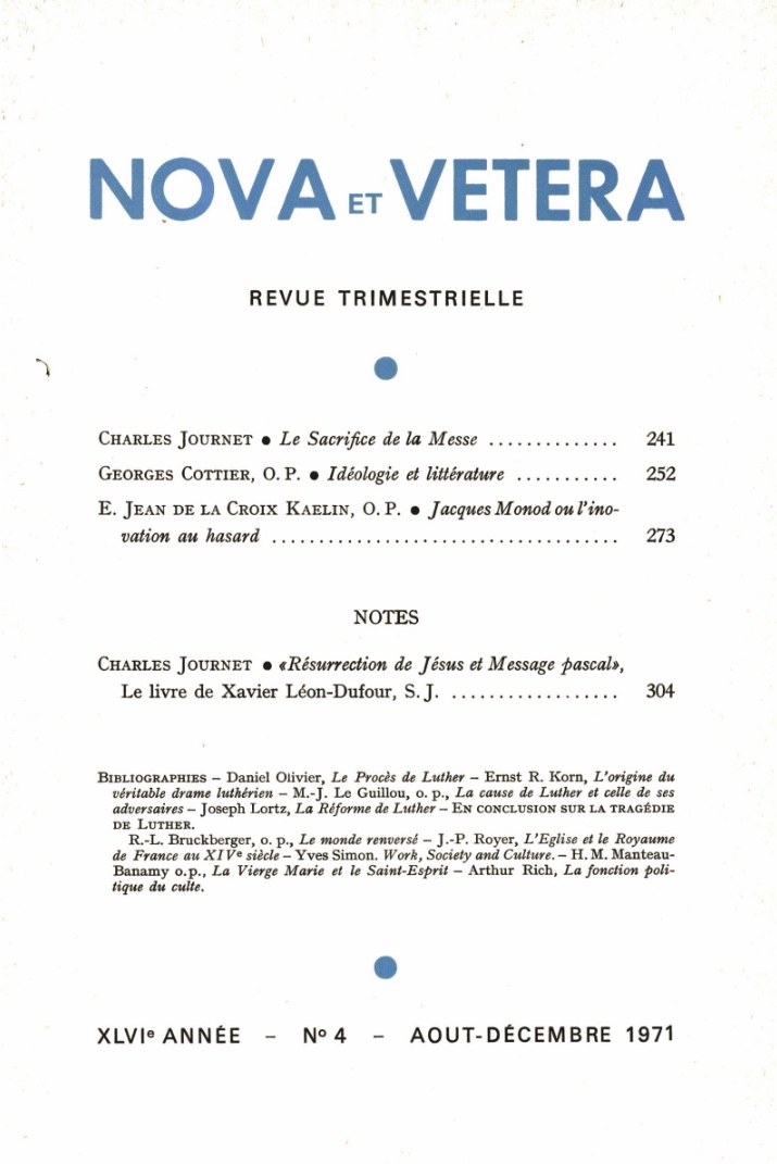 Nova et Vetera | Revue 04/1971