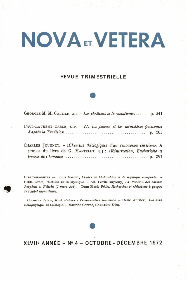 Nova et Vetera | Revue 04/1972