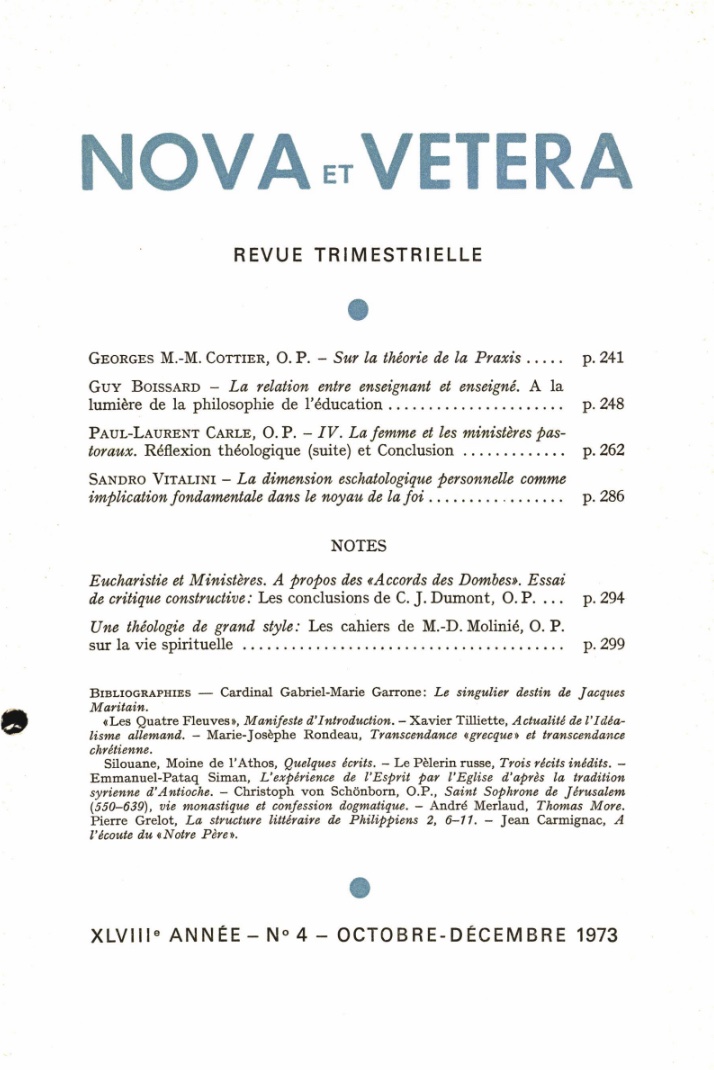 Nova et Vetera | Revue 04/1973