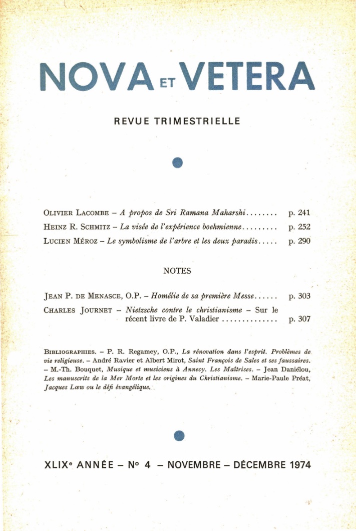 Nova et Vetera | Revue 04/1974