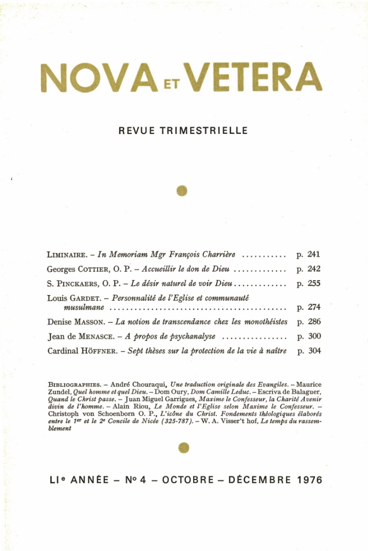 Nova et Vetera | Revue 04/1976