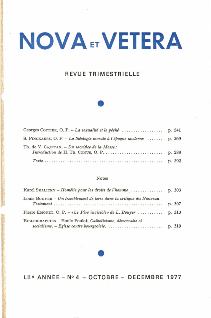 Nova et Vetera | Revue 04/1977