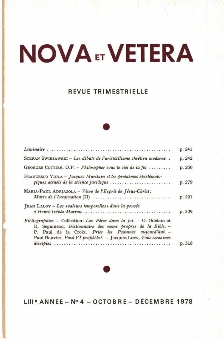 Nova et Vetera | Revue 04/1978