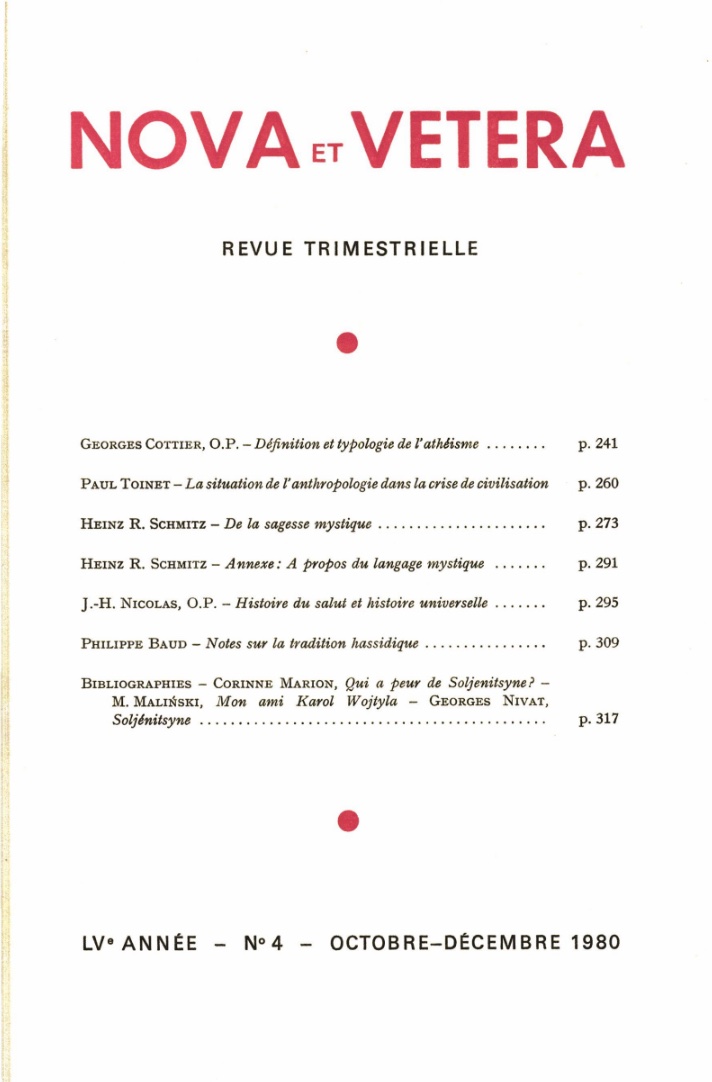 Nova et Vetera | Revue 04/1980