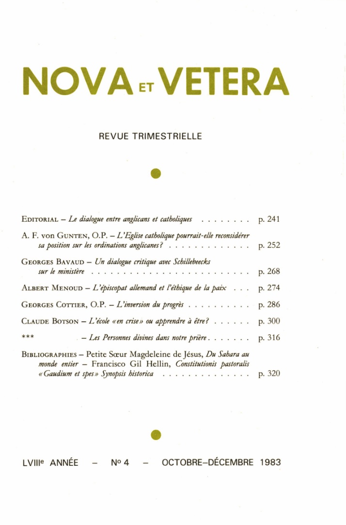 Nova et Vetera | Revue 04/1983