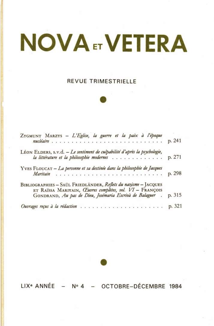 Nova et Vetera | Revue 04/1984