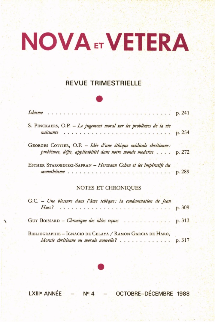 Nova et Vetera | Revue 04/1988