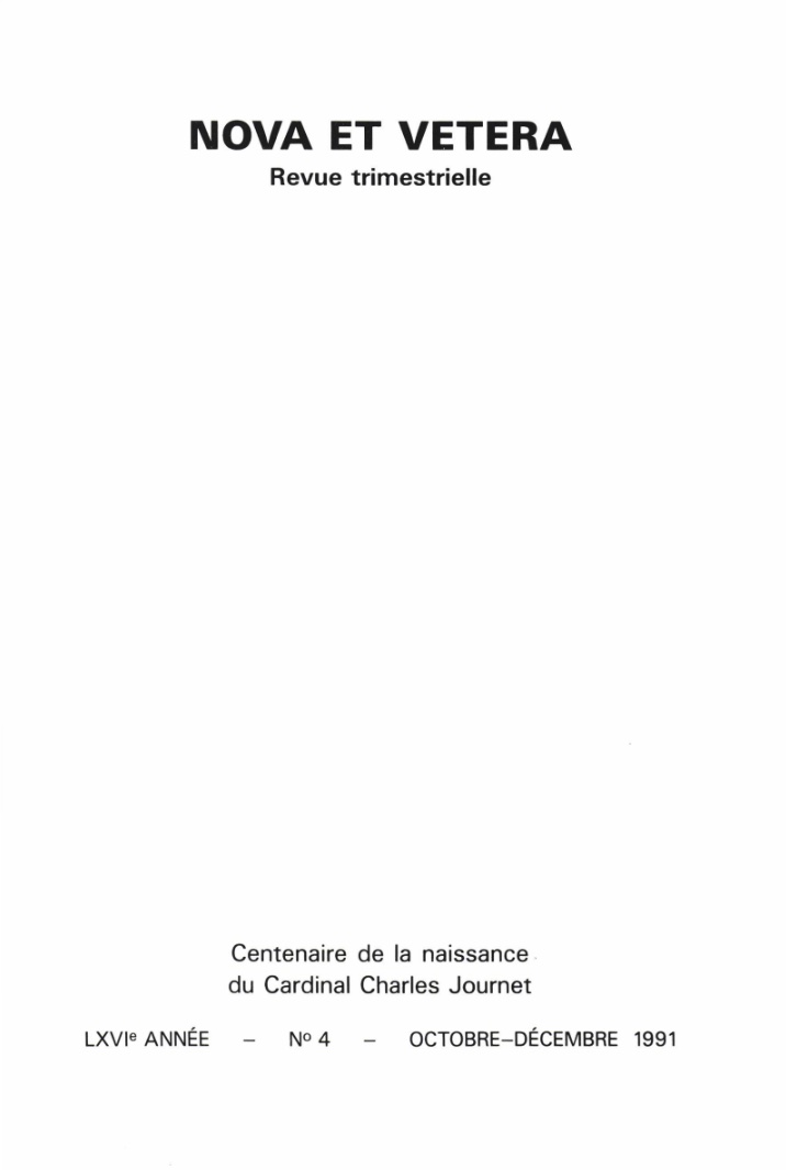 Nova et Vetera | Revue 04/1991