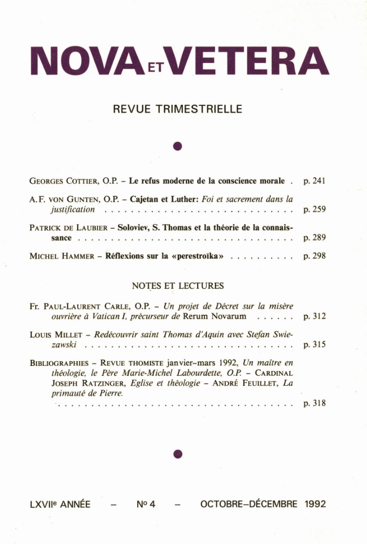 Nova et Vetera | Revue 04/1992