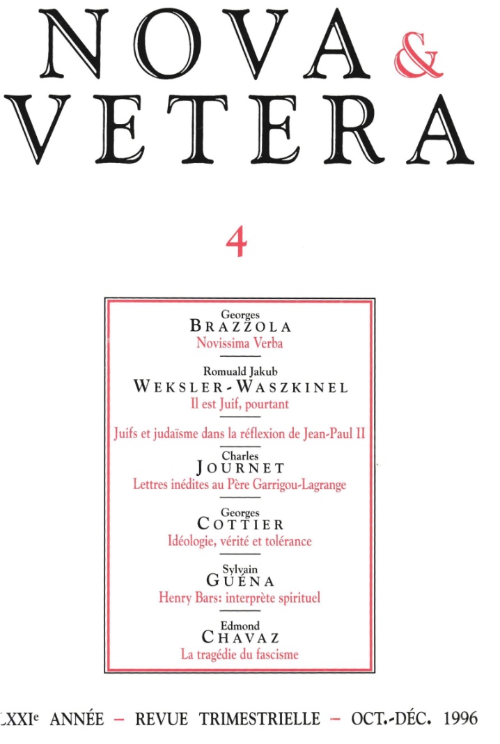 Nova et Vetera | Revue 04/1996